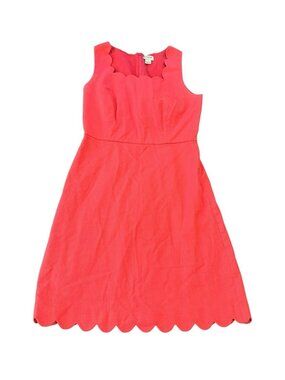 J. Crew Dress Women's 2 Coral Scalloped Basketweave Sleeveless Preppy Secretary‎